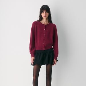 Aritzia Cashmere Cardigan Sweater in Wine